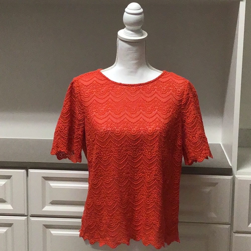 Burnt Orange J. Crew Lace Shirt - Medium